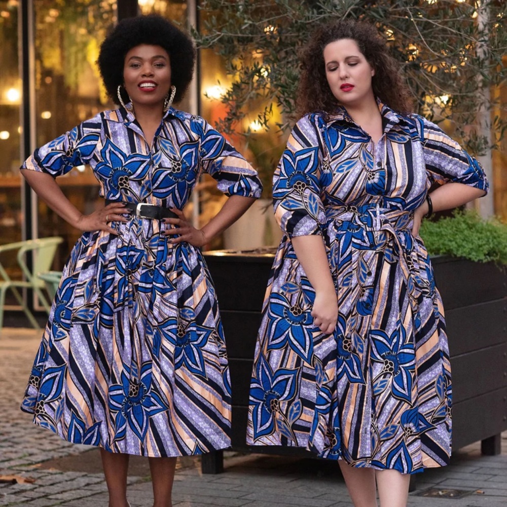 Heritage Clothings Thandiwe Blue and Gold Dress.